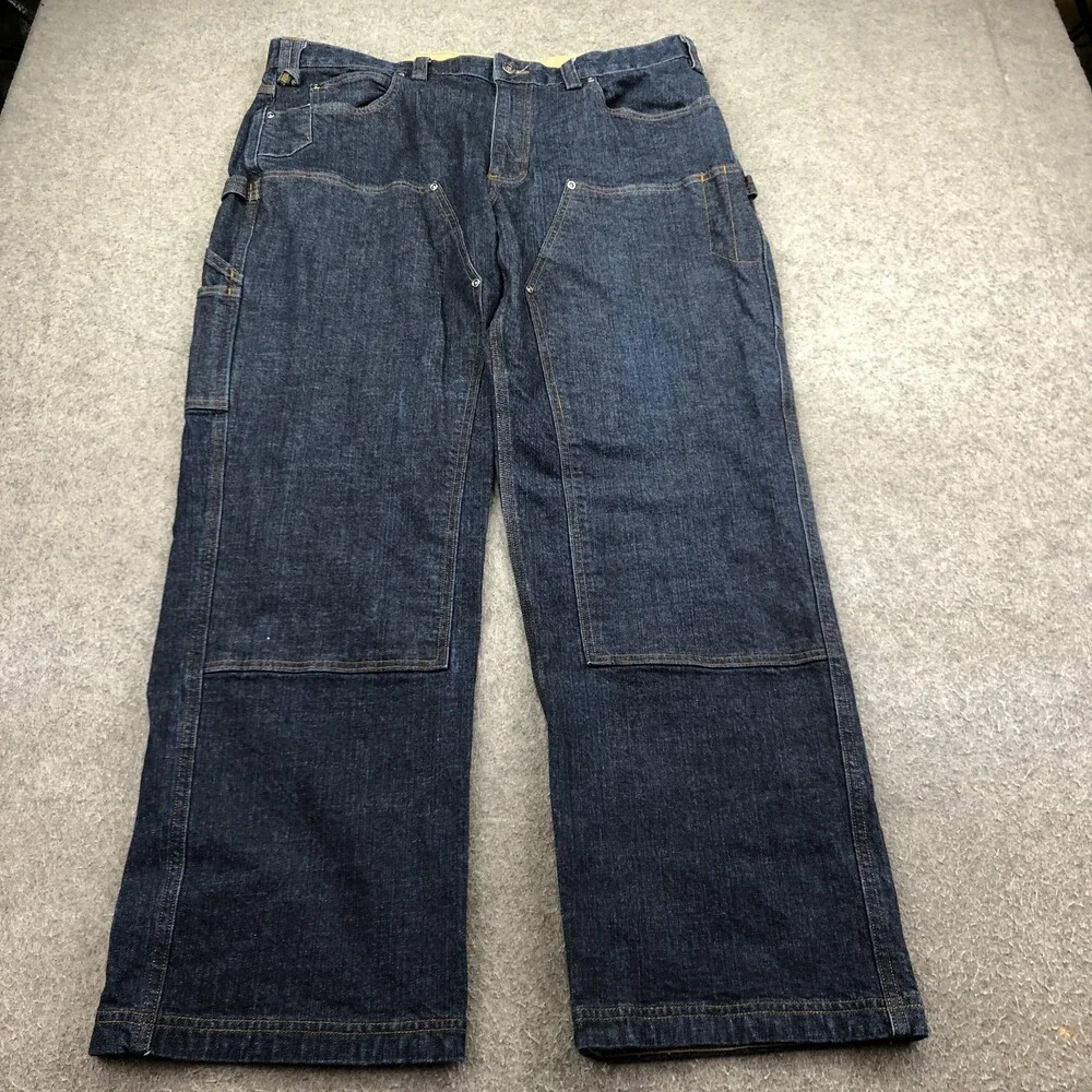 Duluth Trading Jeans Mens 38x32 Double Knee Dark Wash Relaxed Flex Ballroom